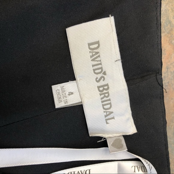 David’s Bridal floor-length chiffon strapless bridesmaid dress, black, size 4 - Picture 8 of 9